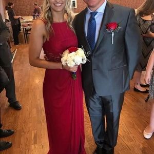 Red David’s bridal cutout lace dress